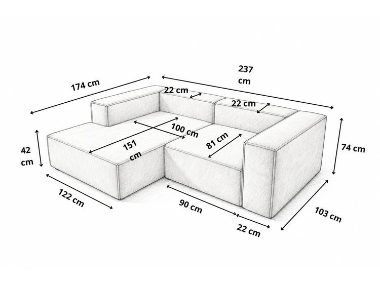 Ecksofa L Links Vellaro Creme