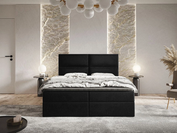 Boxspringbett mit Bettkasten 120x200 Hera Schwarz