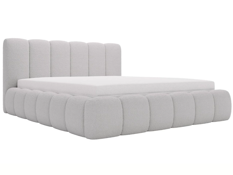 Polsterbett mit Bettkasten und Lattenrost 200x200 Cloud Bouclé-Stoff Hellgrau