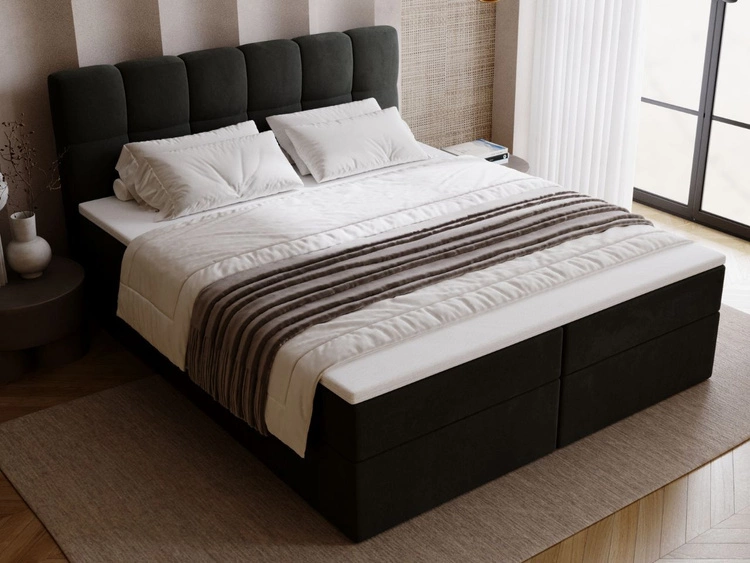 Boxspringbett mit Bettkasten 200x200 Maison Dunkelgrau