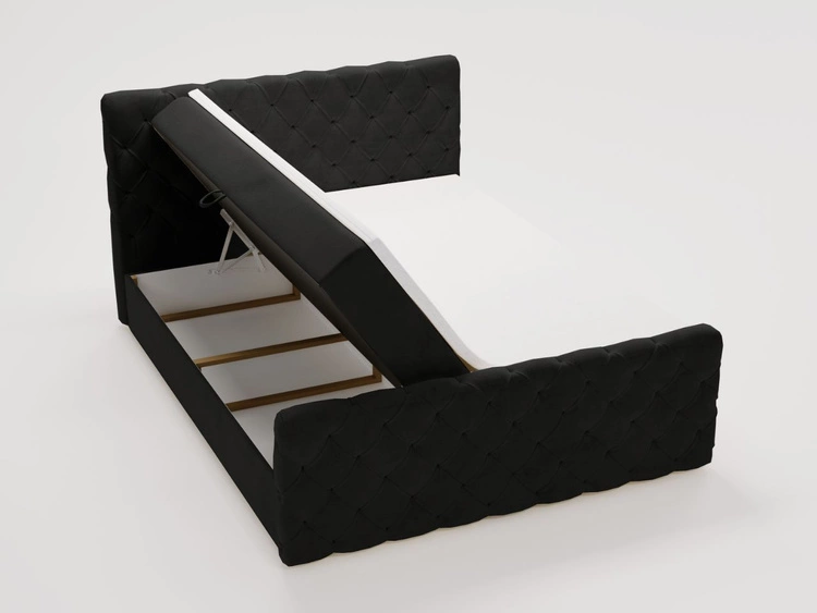 Boxspringbett mit Bettkasten 120x200 Lunaris Schwarz