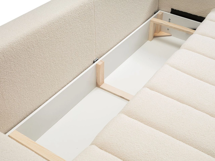 Schlafsofa mit Bettfunktion und Bettkasten Adoro Hellbeige