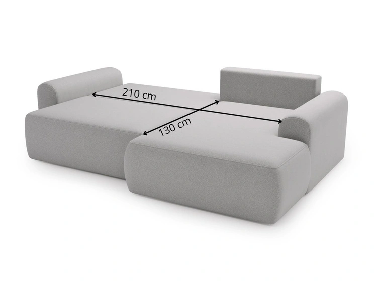 Ecksofa L-Form mit Schlaffunktion und Bettkasten Savana Rechts Hellbeige