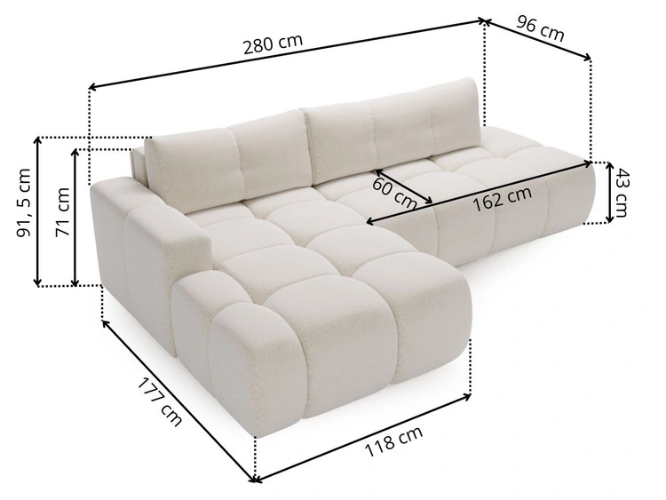 Ecksofa L-Form Links mit Schlaffunktion und Bettkasten Montero Hellbraun