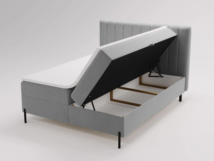 Boxspringbett mit Bettkasten 140x200 Primavera Hellgrau