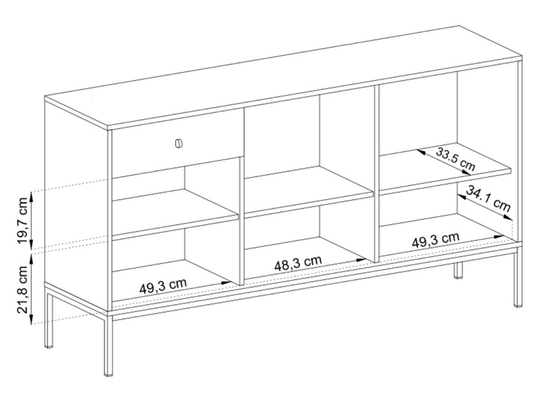 Kommode mit Türen sowie Schubladen mit Schwarz Metallbeinen 154 cm Amor Marineblau