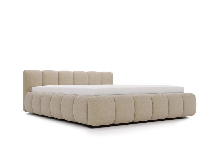 Polsterbett ohne Bettkasten mit Lattenrost 140x200 Cloud Low aus Bouclé-Stoff Dunkelbeige