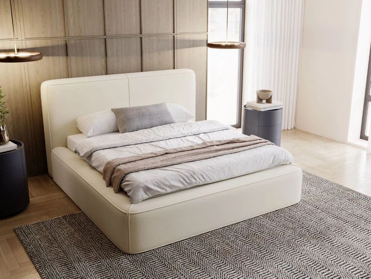 Polsterbett mit Bettkasten und Lattenrost 120x200 Amaro Beige