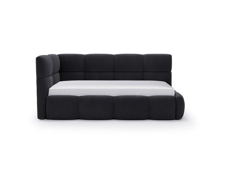 Gepolstertes Jugend-Einzelbett mit Bettkasten und Bettrost aus Holz 90x200 Modo One Rechts Schwarz