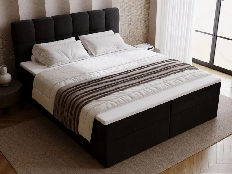 Boxspringbett mit Bettkasten 180x200 Maison Schwarz