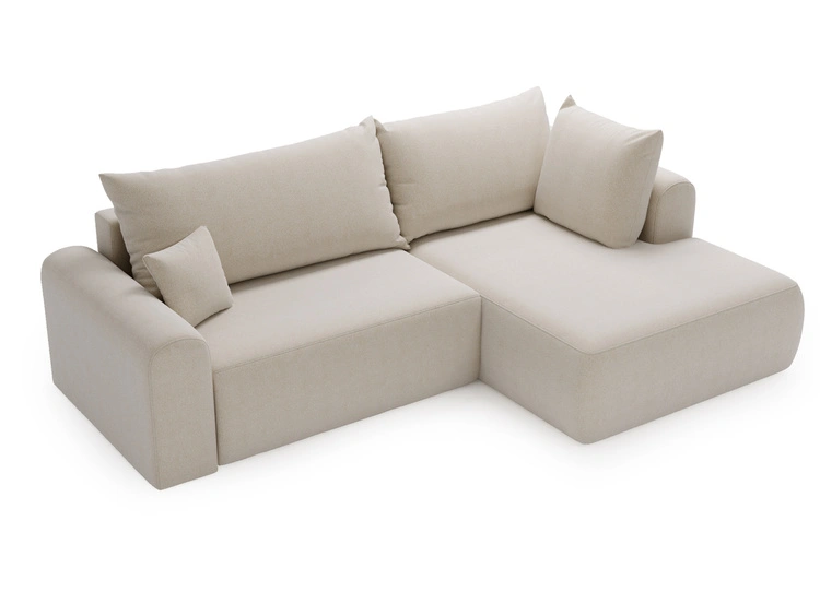 Ecksofa L-Form mit Schlaffunktion und Bettkasten Savana Bis Hellbeige