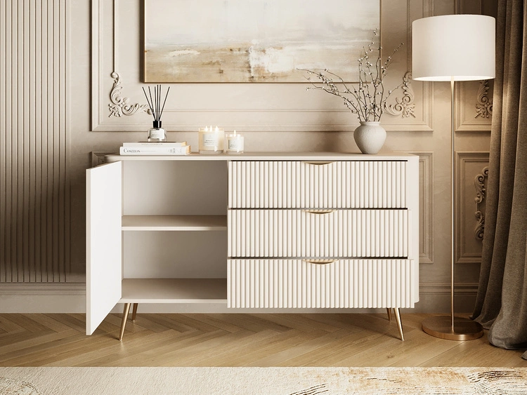 Kommode mit Türe und Schubladen Latina Beige