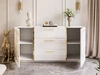 Wohnzimmer-Set mit goldenen Griffen im Glamour-Stil Lunelie Weiß Hochglanz