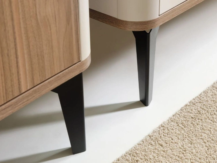 Möbelgarnitur mit LED-Beleuchtung für das Wohnzimmer Arelis Kaschmir, Royal Nussbaum