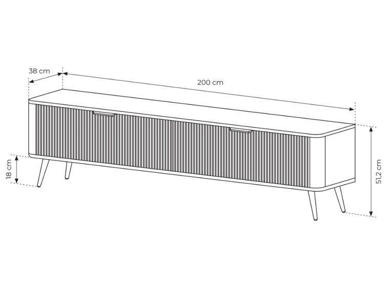 TV-Lowboard mit Türen 200 cm Latina Beige