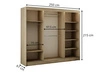 Schiebetürenschrank mit Sprossen 250 cm mit LED-Beleuchtung Ponti Eiche Sonoma, Weiß