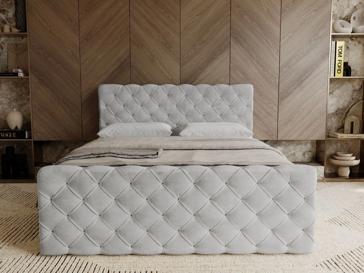 Boxspringbett mit Bettkasten 180x200 Lunaris Hellgrau