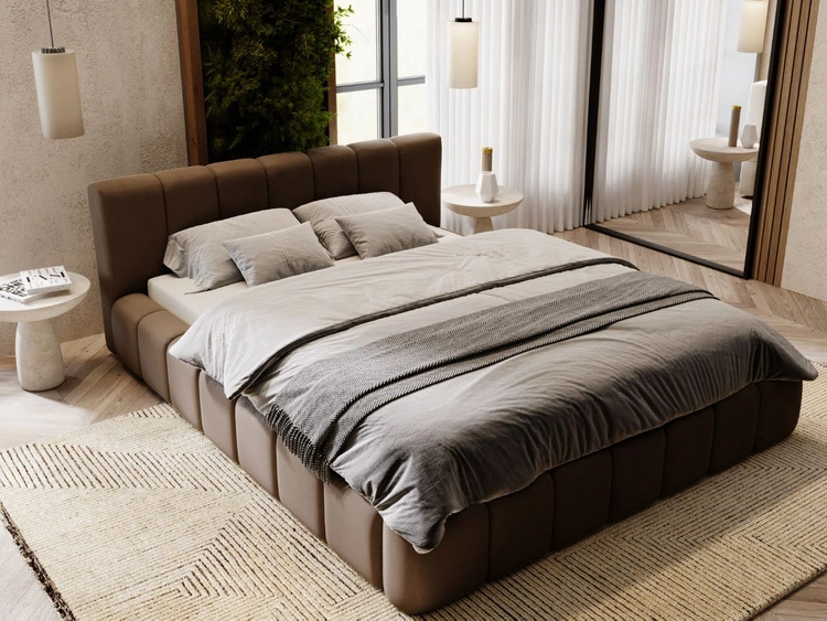 Polsterbett mit Bettkasten und Lattenrost 160x200 Split Braun