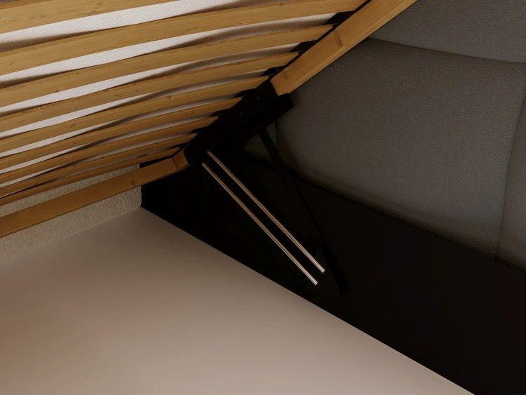 Gepolstertes Jugend-Einzelbett mit Bettkasten und Holzrost 90x200 Modo One Rechts Grau