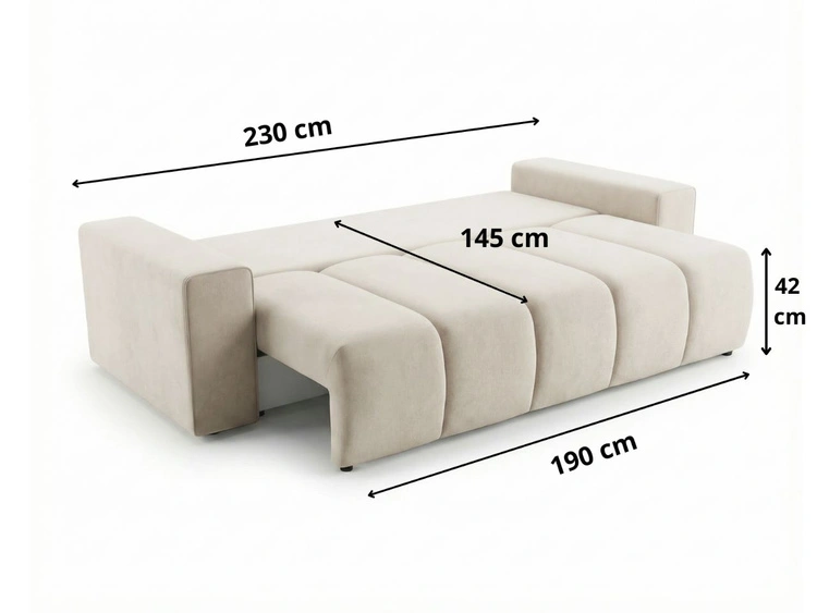 Schlafsofa mit Bettfunktion und Bettkasten Miro Beige