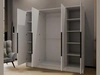 Kleiderschrank mit Spiegel 200 cm Lucca Weiß mit schwarzen Griffen