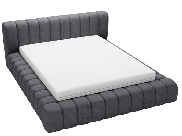 Polsterbett mit Bettkasten und Lattenrost 140x200 Italia Dunkelgrau
