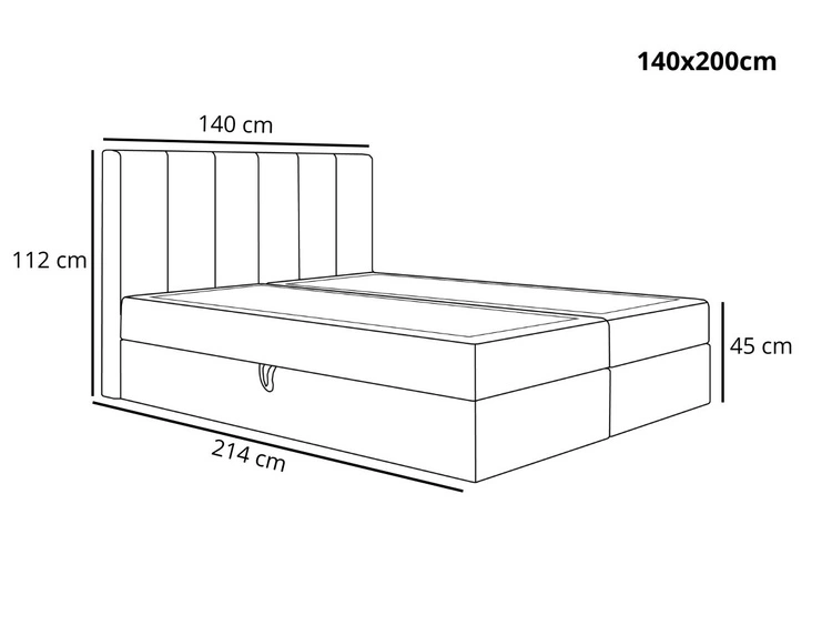 Boxspringbett mit Bettkasten 140x200 Cascada Grün