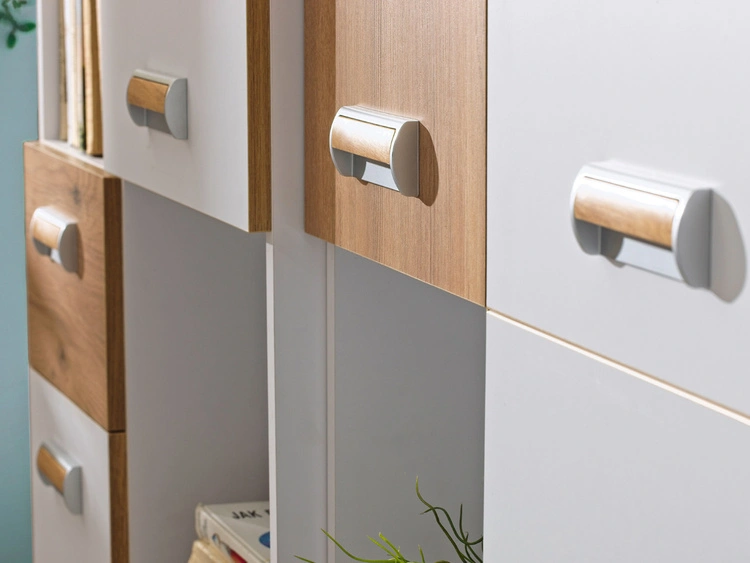 Jugendkleiderschrank mit Schubladen, 80 cm Öffnung Lindo Weiß, Nash Eiche