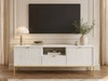 TV-Lowboard mit Schublade und Türen Amber Weiß, Gold Frame