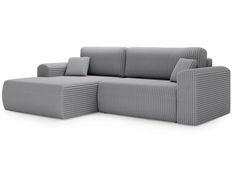 Ecksofa mit Schlaffunktion und Bettkasten Belvio links Hellgrau