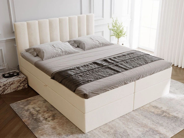 Boxspringbett mit Bettkasten 140x200 Mocca Beige