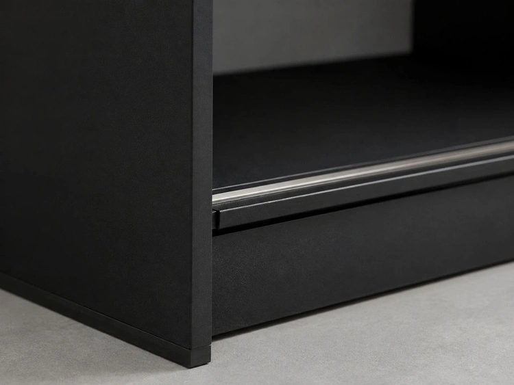 Schiebetürenschrank mit Sprossen 250 cm mit LED-Beleuchtung Ponti Schwarz