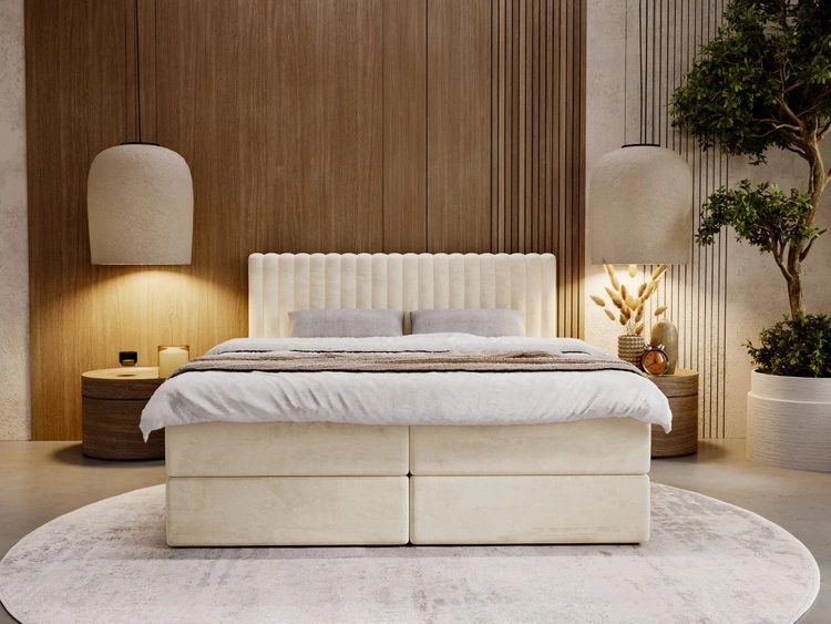Boxspringbett mit Bettkasten 160x200 Marbella Beige