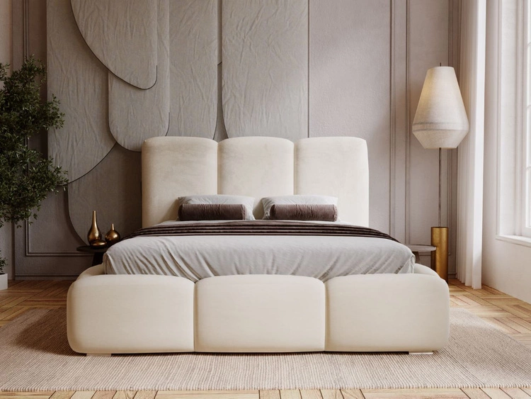 Polsterbett mit Bettkasten und Lattenrost 200x200 Bubble Beige