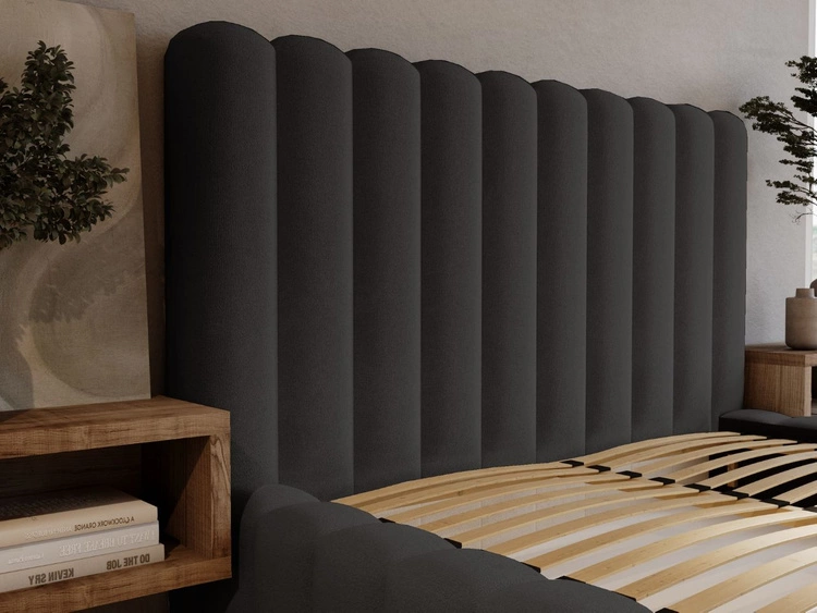 Polsterbett mit Bettkasten und Lattenrost 160x200 Rotto Schwarz