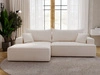 Ecksofa L-Form Links mit Schlaffunktion und Bettkasten California Creme