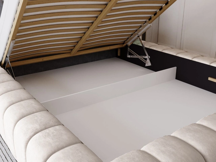 Polsterbett mit Bettkasten und Lattenrost 120x200 Italia Creme