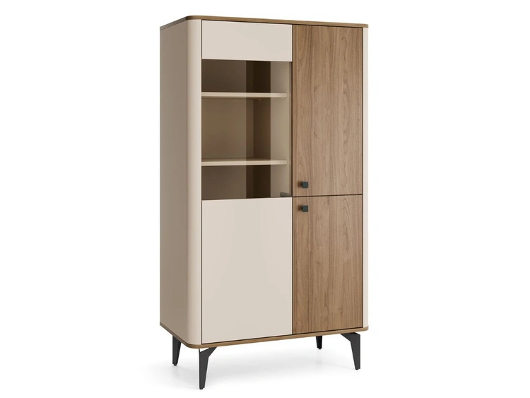Niedrige Vitrine mit LED-Beleuchtung Arelis Kaschmir, Royal Nussbaum