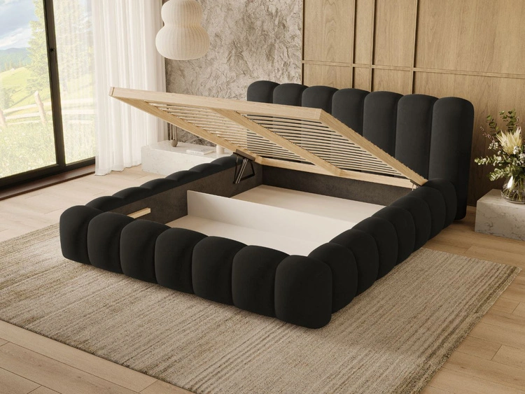 Polsterbett mit Bettkasten und Lattenrost 120x200 Averia Schwarz