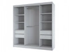 Schiebetürenschrank mit Lamellen und Spiegel 200 cm Lucena Schwarz, Weiß