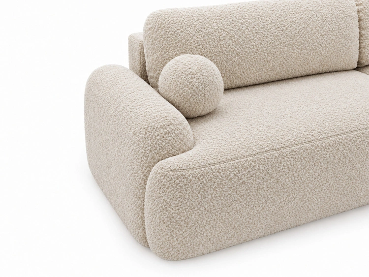 Ecksofa L-Form Rechts mit Schlaffunktion und Bettkasten Aurio Creme