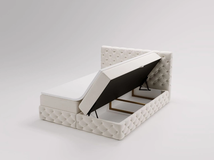 Boxspringbett mit Bettkasten 120x200 Canolo Creme