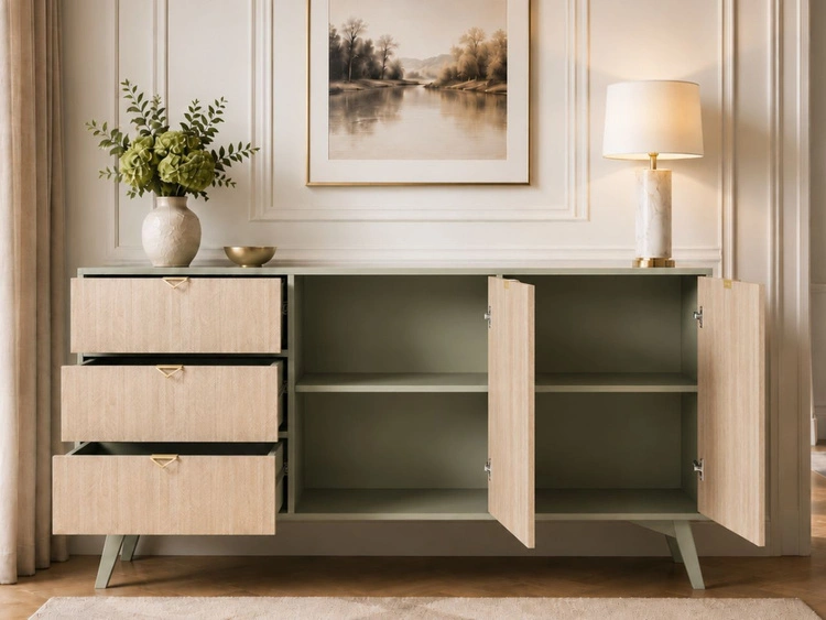 Kommode mit Türen und Schubladen Modena Grün