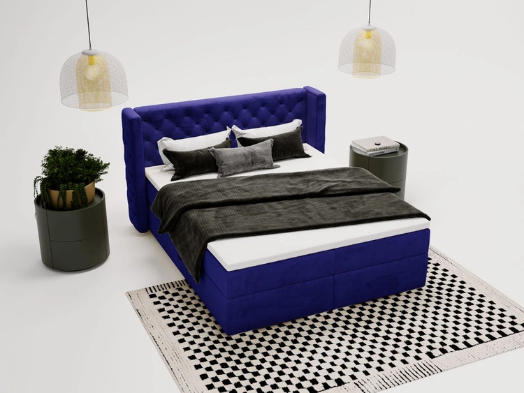 Boxspringbett mit Bettkasten 120x200 Lion Dunkelblau