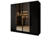 Kleiderschrank mit Spiegel 200 cm Lucca Schwarz mit goldenen Griffen
