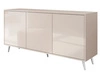 Dreitürige Kommode 154 cm Glamour-Stil auf silberfarbenen Metallbeinen Vivance Kaschmirglanz