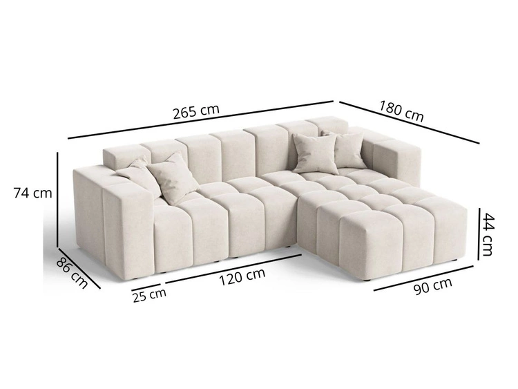 Ecksofa L-Form Rechts Moderne Ecksofa Loopo Grau