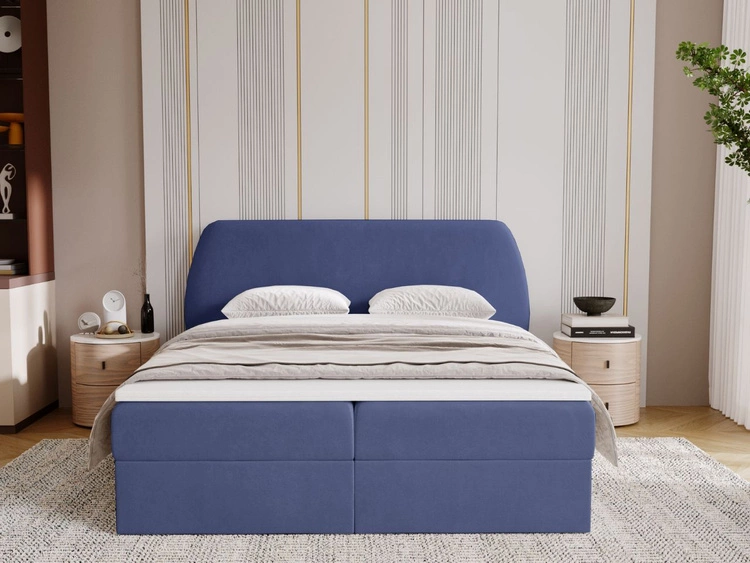 Boxspringbett mit Bettkasten 180x200 Bogota Dunkelblau