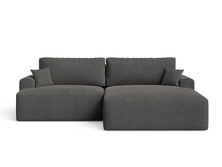 Ecksofa L-Form mit Schlaffunktion und Bettkasten Serene Rechts Dunkelgrau