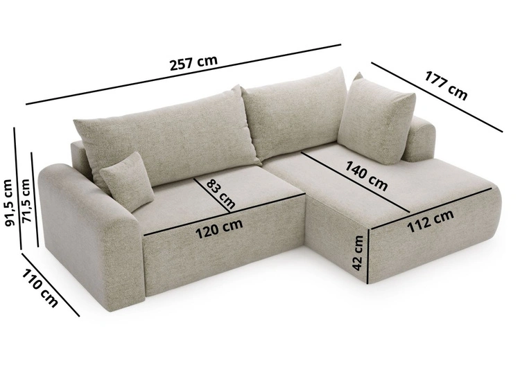 Ecksofa L-Form mit Schlaffunktion und Bettkasten Savana Bis Grün